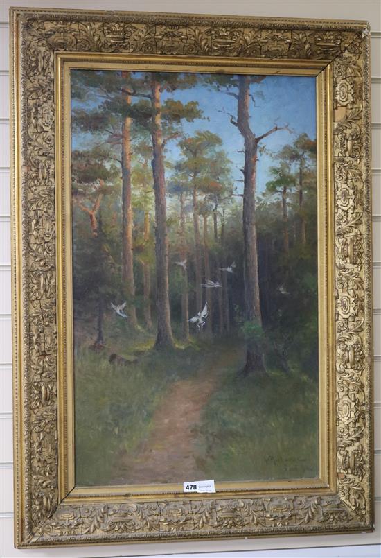 Ludvig Richarde Fairies in woodland 33 x 20in.